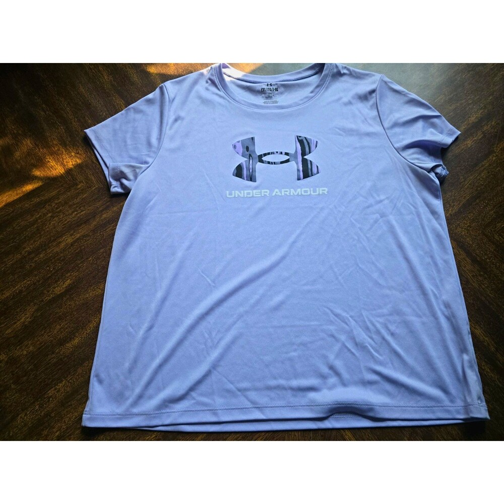 Under Armour Girls Purple Logo Crew Neck Short Sleeve Loose Fit Tee YXL